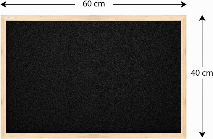 ALLboards Schwarz Pinnwand mit Holz Rahmen 60x40cm Korktafel Korkwand Pinnwand Kork Farbiger Kork 60