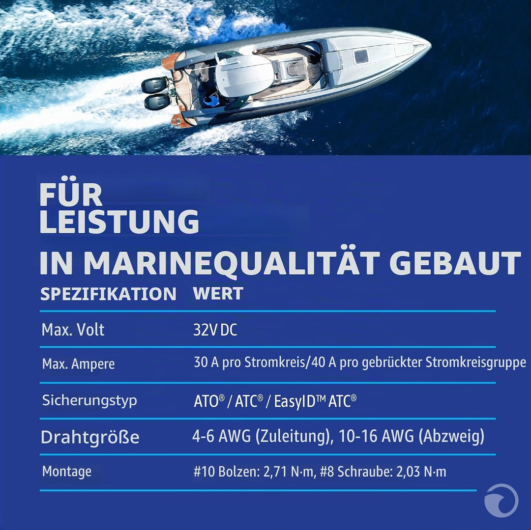 Blue Sea Systems ST Flachsicherungsblock 6 Schaltkreise, Ind, mit Abdeckung, 6 Schaltkreise, Ind, mi
