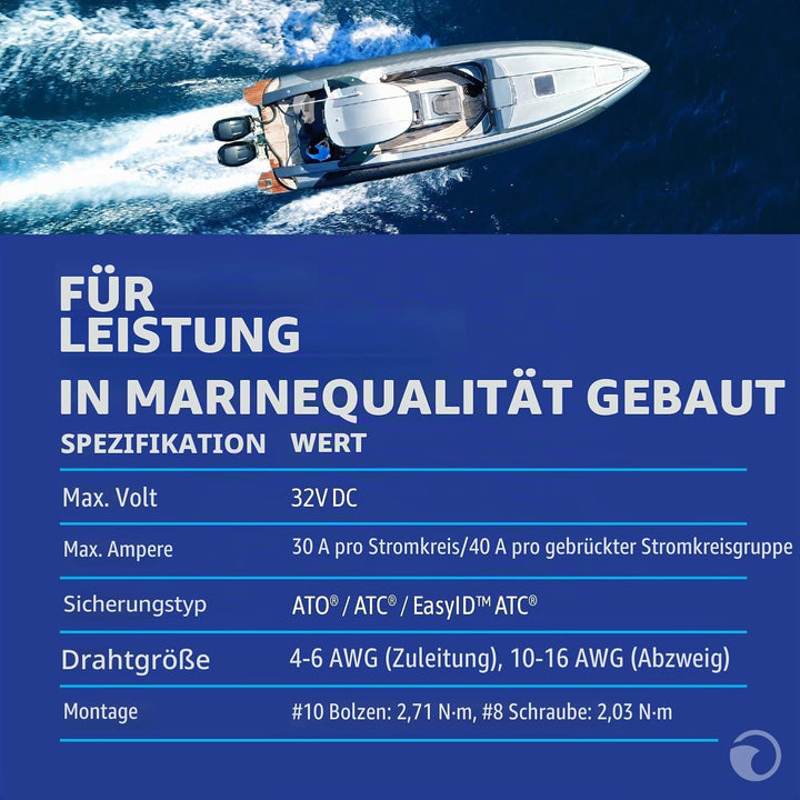 Blue Sea Systems ST Flachsicherungsblock 6 Schaltkreise, Ind, mit Abdeckung, 6 Schaltkreise, Ind, mi