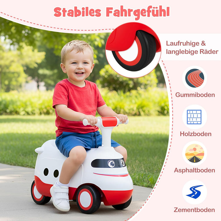COSTWAY Rutschauto, Rutschfahrzeug mit Hupe & Stauraum unter dem Sitz, Schiebauto in Lokomotive, Rut