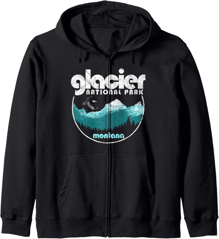 Glacier National Park Montana Retro Nature Kapuzenjacke