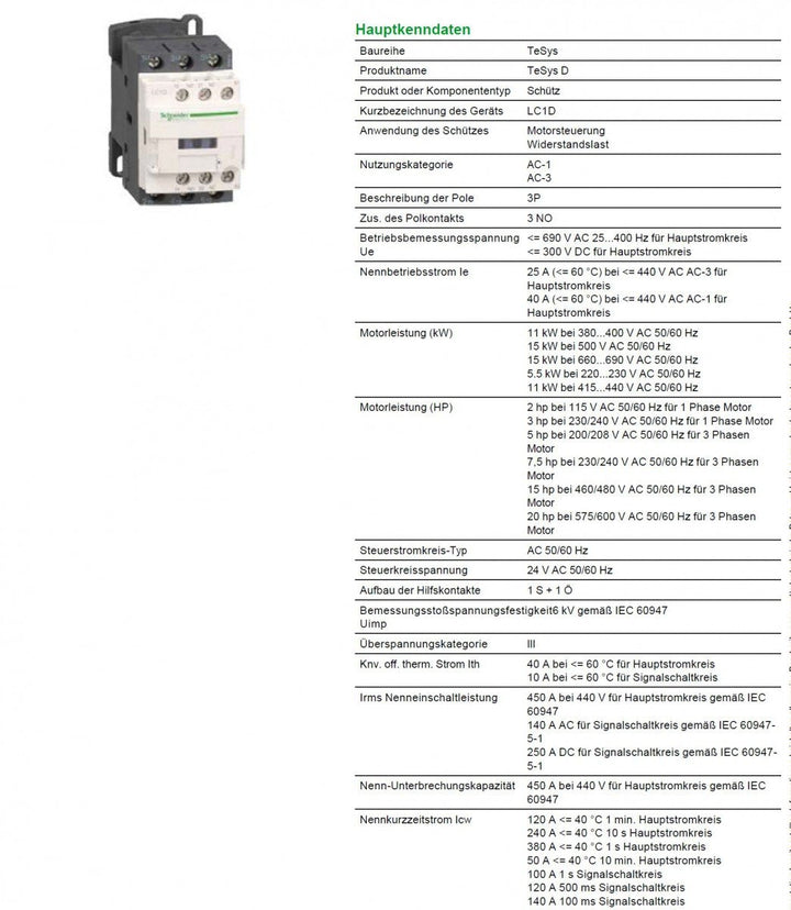 Schneider Schütz LC1D25B7