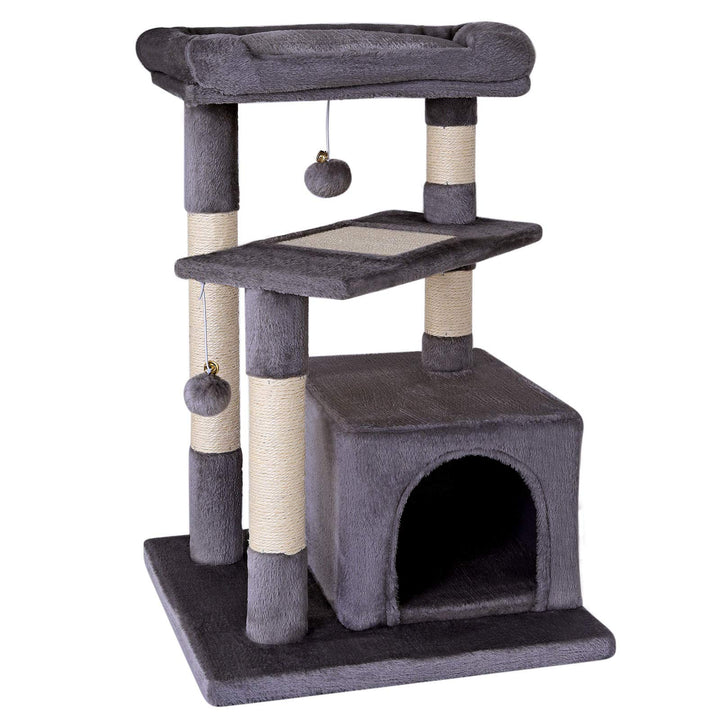 lionto Kratzbaum Kletterbaum Katzenkratzbaum Katzenbaum Höhe 75 cm, dunkelgrau, Dunkelgrau