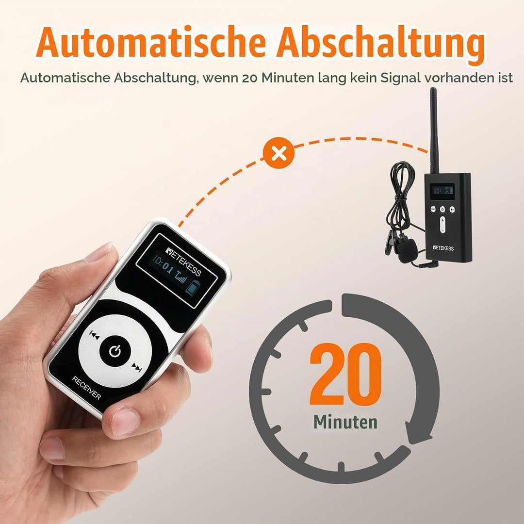 Retekess T130Pro Kabelloses Tour Guide System, Abgestufte Geräuschreduzierung, Audio Whisper Tour Gu
