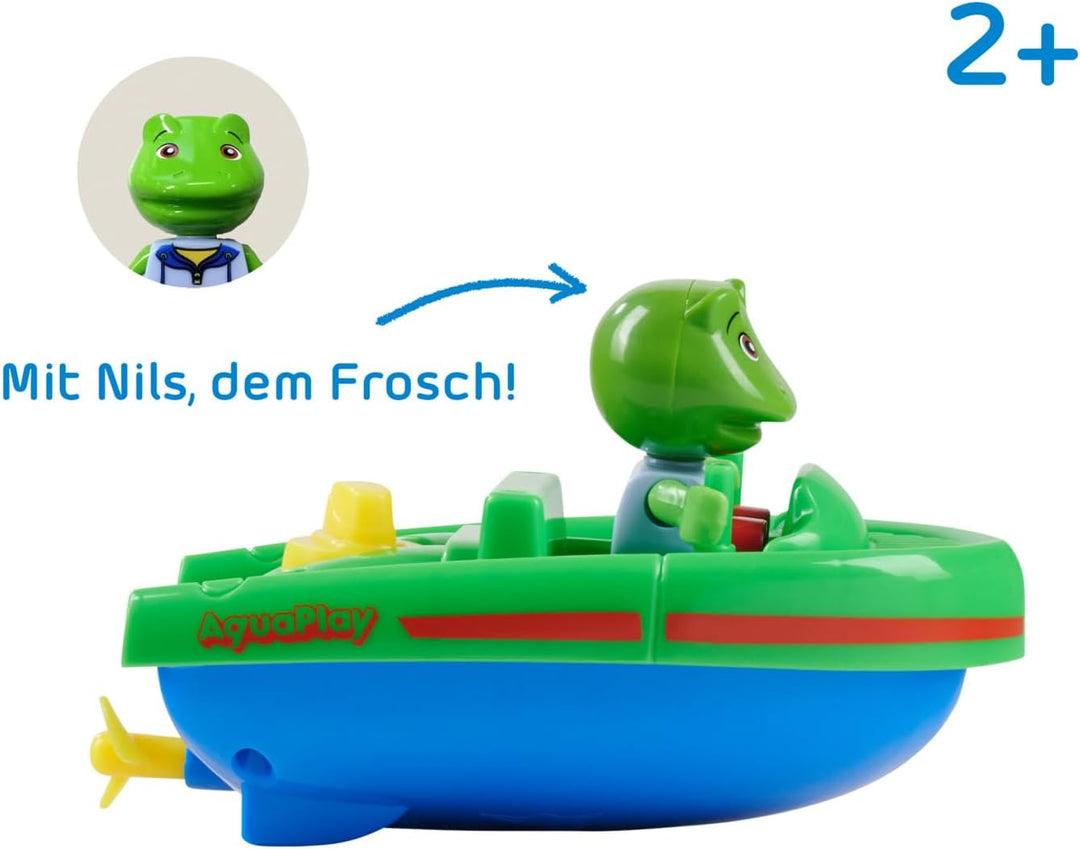 AquaPlay Sportboot mit Aufziehmotor - selbstfahrendes Spielboot, batterielos, Robustes Aufzieh-Syste