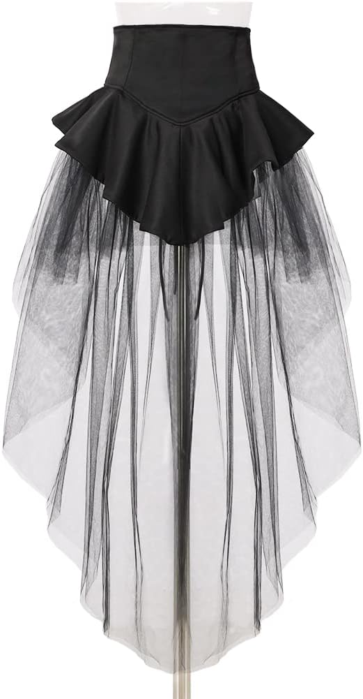 BPURB Steampunk Viktorianisch Rüschen Tutu Tüll Rock für Damen Taillengürtel Korsett Kostüm Petticoa