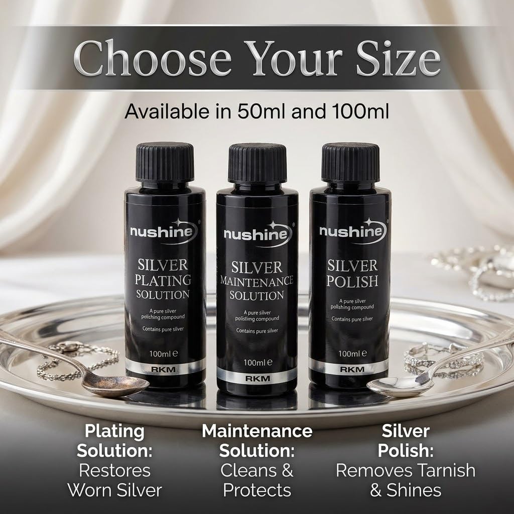 Nushine Silver Maintenance Solution 100ml - Contains Pure Silver (ideal for Worn Silver) by Nushine