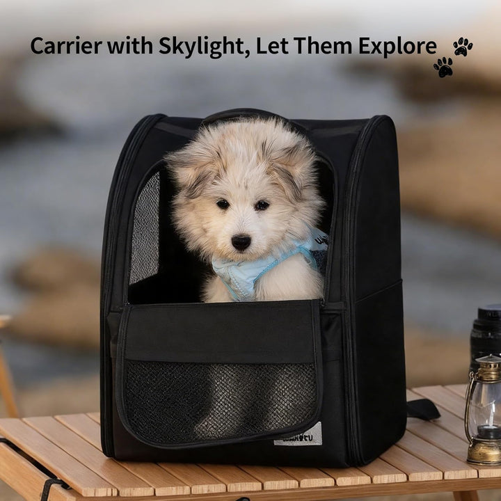 wakytu Katzentrager-Rucksack, Stahldrahtrahmen, Stabiler, 600D verschleissfestes Oxford-Gewebe, Hund