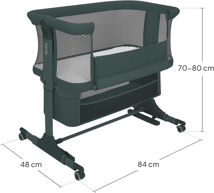 Lionelo Jodie Beistellbett 3in1, 6-Fach höhenverstellbar mit Neigungsverstellung für Boxspringbett,