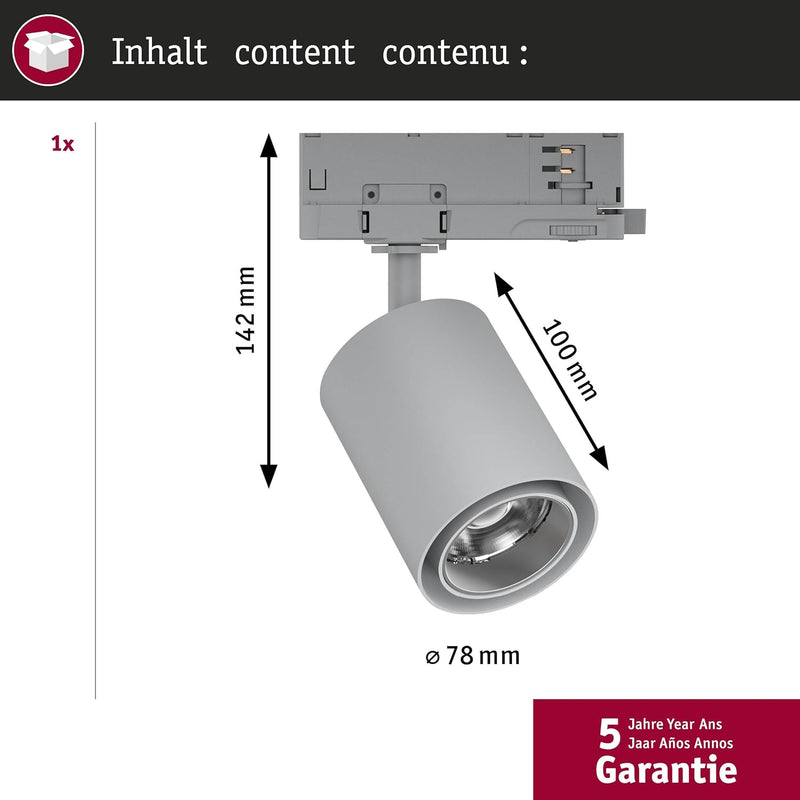 Paulmann Kratos LED-Schienenstrahler ProRail3 25W LED Silber