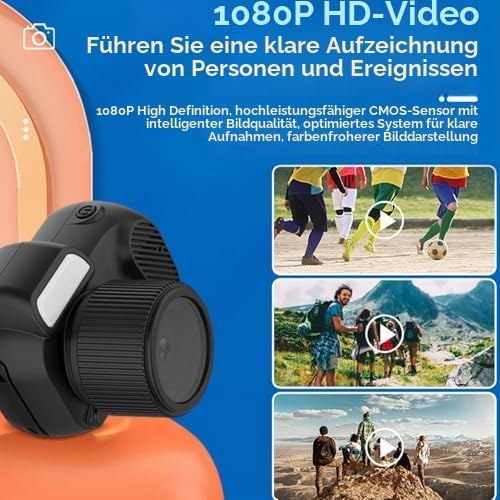 Mikro-Digitalkamera, 1080P, 2 MP, Kleine Videokamera mit 0,96-Zoll-Farbbildschirm, 100 Minuten Akkul