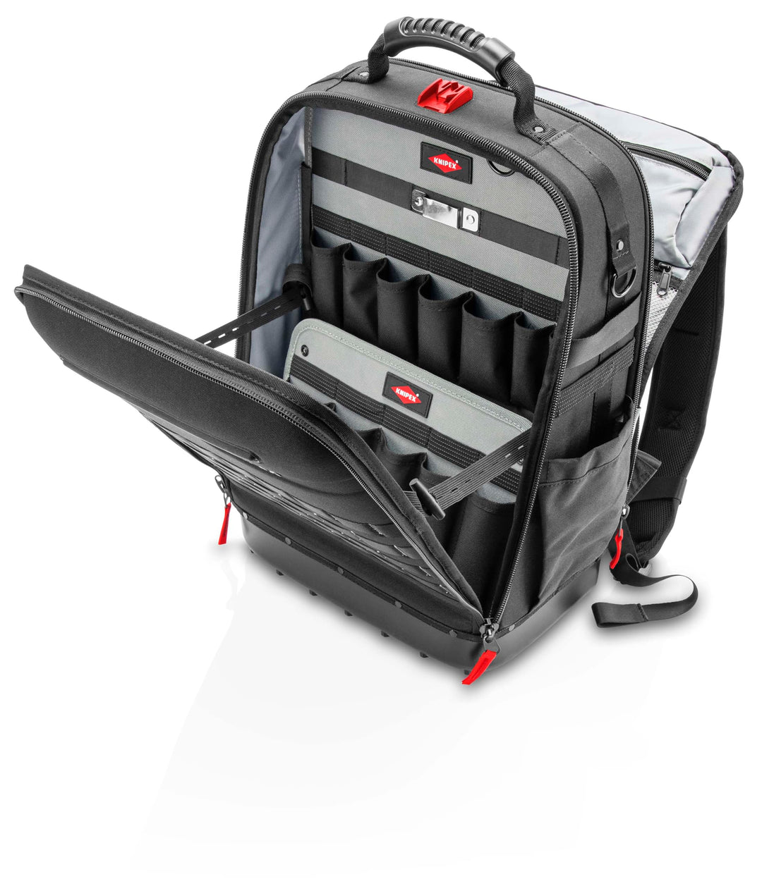 KNIPEX Modular X18 Werkzeugrucksack, leer, 58 Steckmöglichkeiten, 18 l Volumen, mit Laptop-Fach, sta