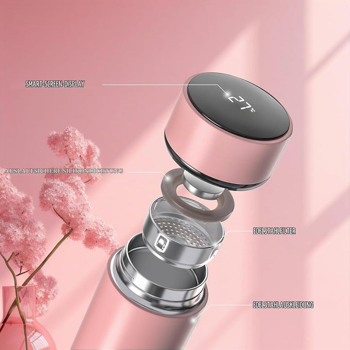 Homealexa 500ml Thermosflasche, Vakuum Isolierbecher Trinkflasche aus 304 Edelstahl, LED-Touchscreen