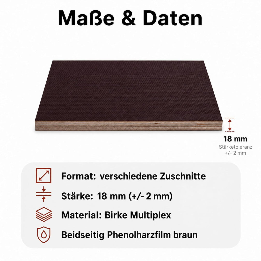 Siebdruckplatte 18mm Zuschnitt Multiplex Birke Holz Bodenplatte (50x40 cm), 50x40 cm