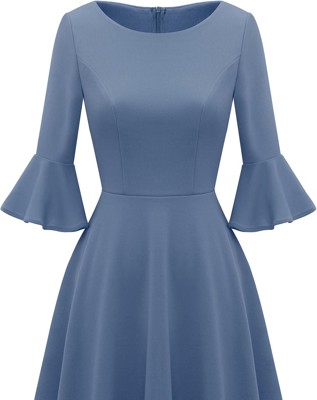 Gardenwed Festliches Kleid Damen 3/4 arm Flare Bell Sleeve Rundhals Kleider High-Low Cocktailkleider