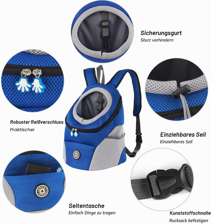 Hundetrage-Rucksack Welpentasche Kleine Haustier-Fronttasche mit Atmungsaktivem, Head-Out-Design, Wa