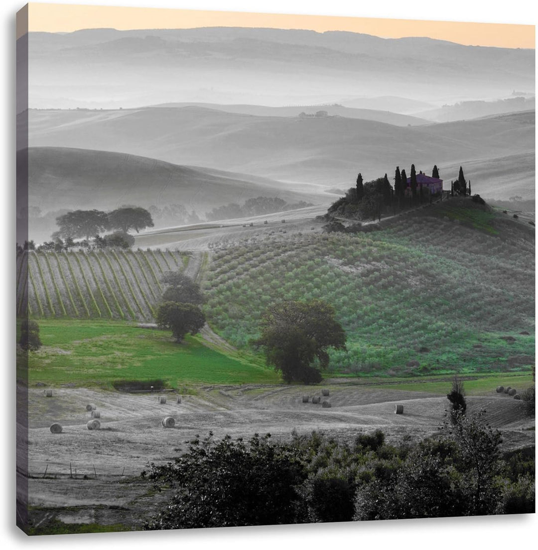 Pixxprint herrliche Toskana Landschaft als Leinwandbild Quadratisch/Grösse: 70x70 / Wandbild/Kunstdr