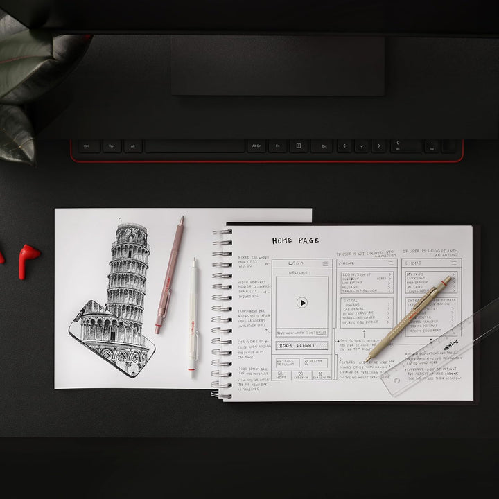 rOtring 600 Kugelschreiber | mittlere Spitze | Schwarze Tinte | perlweisser Schaft | nachfüllbar Pea