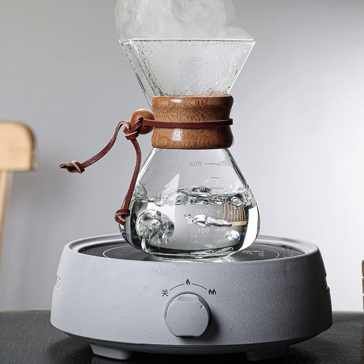 HERCHR Pour Over Kaffeebereiter Hand Kaffee Edelstahl Handfilter Aus Glas Mit Permanentfilter 400ML,