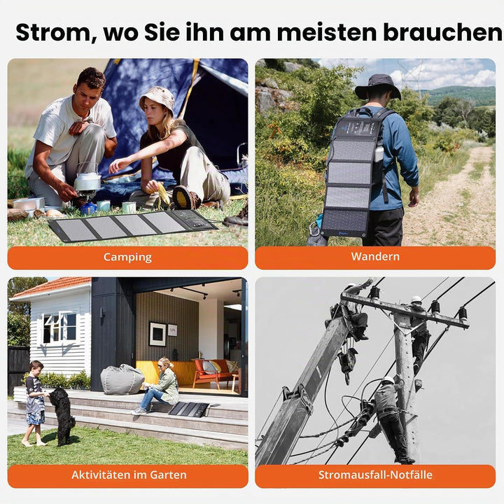 BigBlue 28W tragbar Solarladegerät mit 3 USB Port (4.8A insgesamt), Wasserdicht Solarpanel, faltbar,