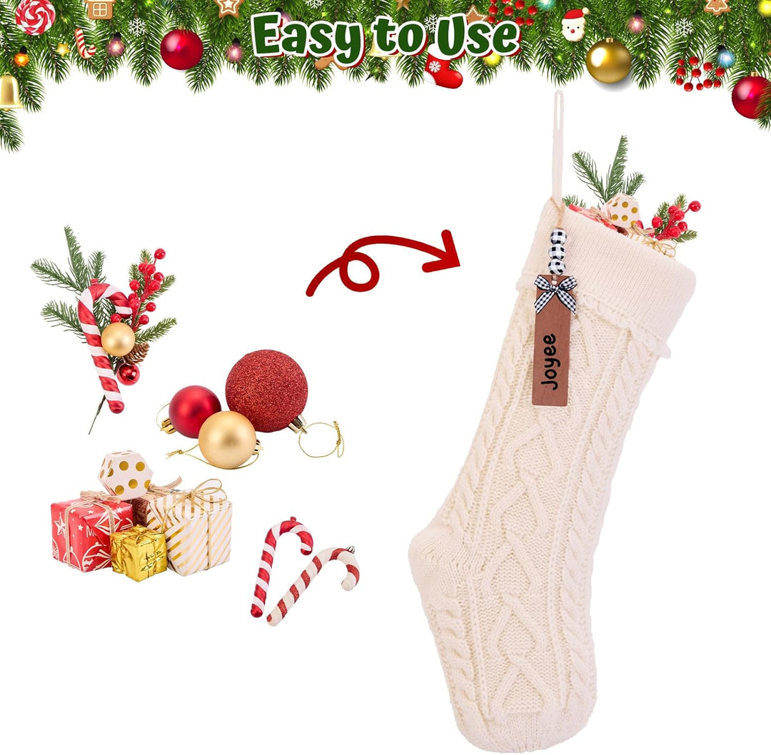 Weihnachtsstrümpfe, Kamin, Weihnachtsbaumschmuck, Ornamente für Urlaub, Familie, Freunde, Weiss, 4 S