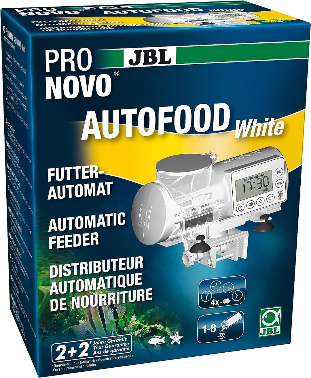 JBL PRONOVO AUTOFOOD, Futterautomat für Aquarium, Fütterung mit Fischfutter-Granulat bis zu 4x tägli