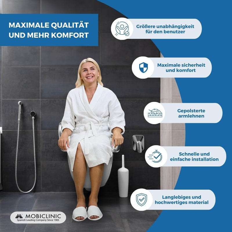 Mobiclinic, Toilettensitzerhöhung mit Armlehnen und Deckel, Guadiana, Europäische Marke, WC Sitzerhö