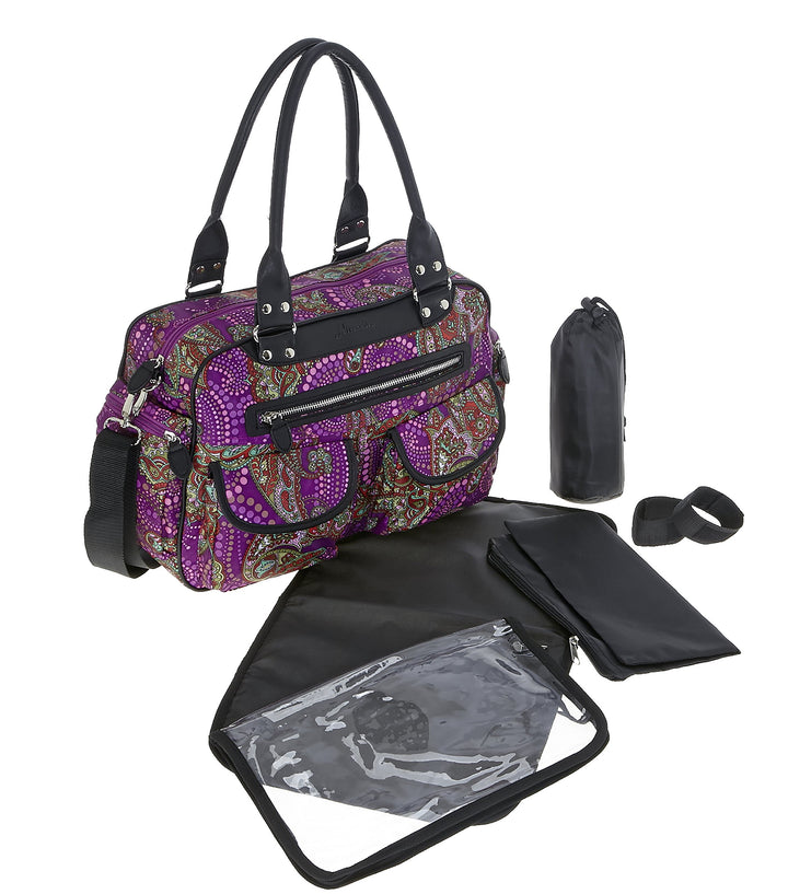 6 TEILE Set: ALESSANDRO Wickeltasche FLEUR Babywickeltasche + Wickelmatte + Windeltasche + Wäschesac