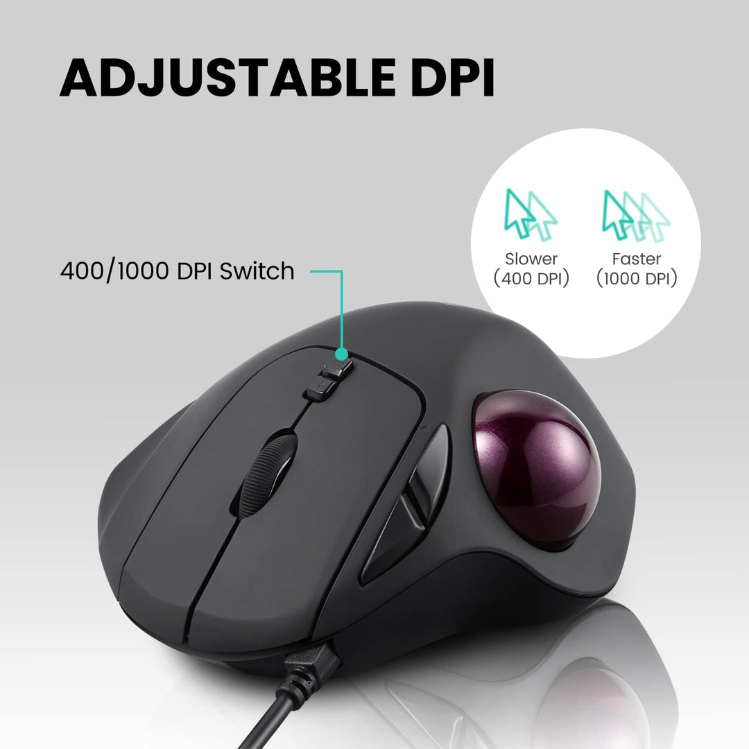 Perixx PERIMICE-517 Ergonomische Maus mit Trackball - 400/1000 DPI - Kabelgebunden, Kabelgebunden