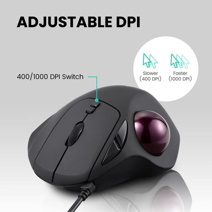 Perixx PERIMICE-517 Ergonomische Maus mit Trackball - 400/1000 DPI - Kabelgebunden, Kabelgebunden