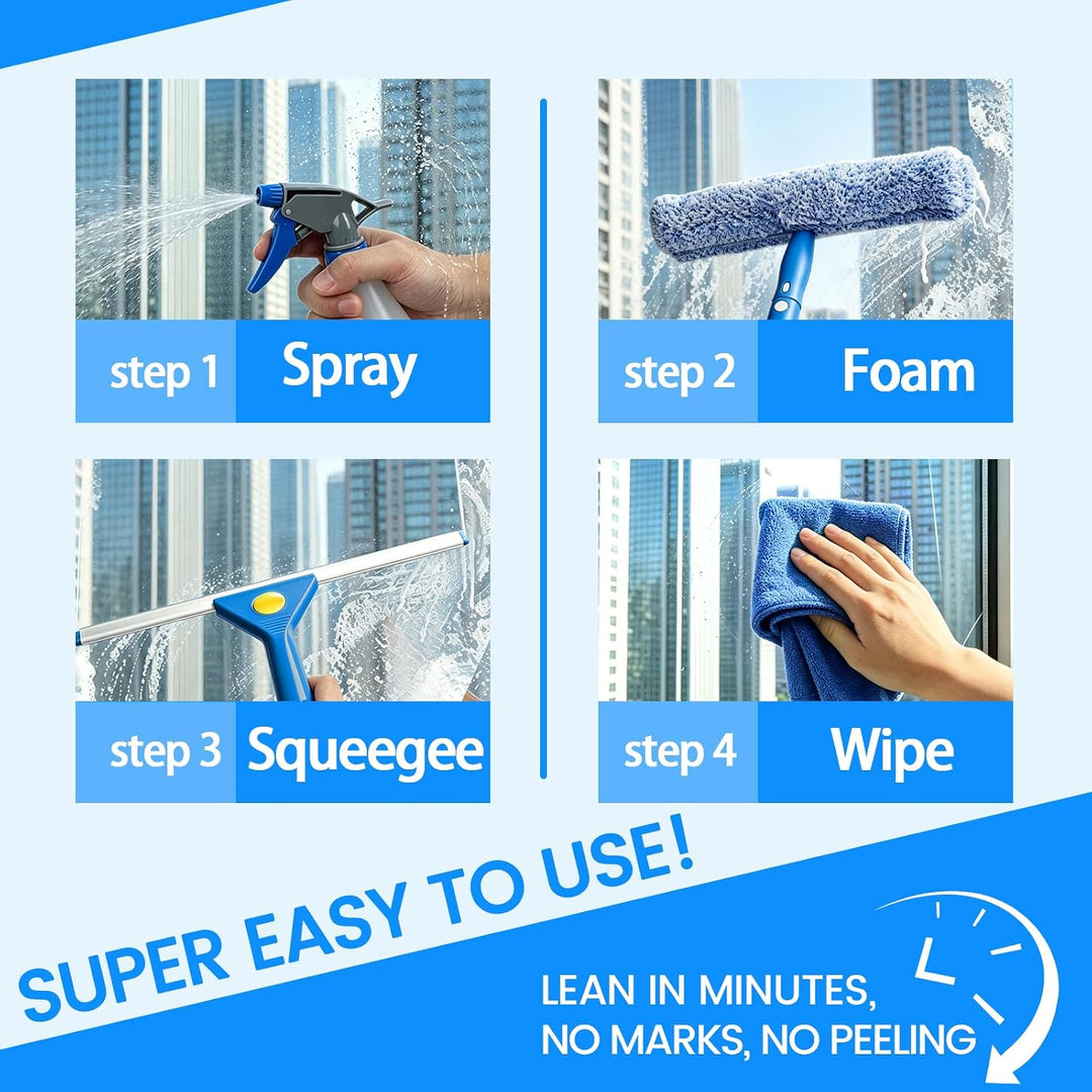 ddLUCK Fensterputzer Set mit Eimer &amp; Reinigungsset für Hohe Fenster Putzen