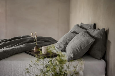 Ger3as Leinen Bettwäsche Set 100% Natur Leinen Stonewashed, Naturfaser Leinen, mit Hotelverschluss (