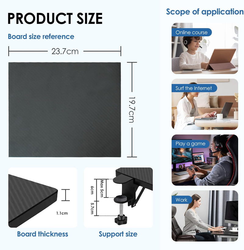 Ergonomische Schreibtisch Verlängerung, 20×24cm 90° Faltbare Armauflage Schreibtisch Extender Armleh