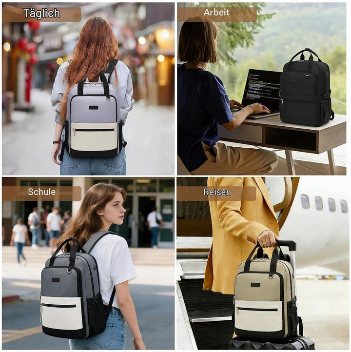 KONO Rucksack Damen 15,6 Zoll Laptop Rucksack Damen, Schulrucksack Elegant, Business Daypack mit vie