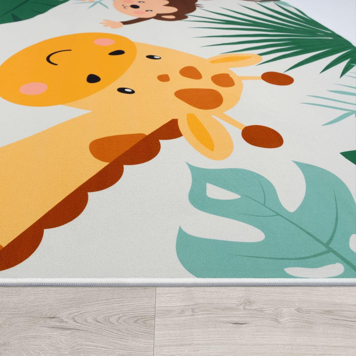 TT Home Kinderteppich Babyzimmer Teppich Kinderzimmer rutschfest Tiere Weltkarte Autos, Farbe:Grün B