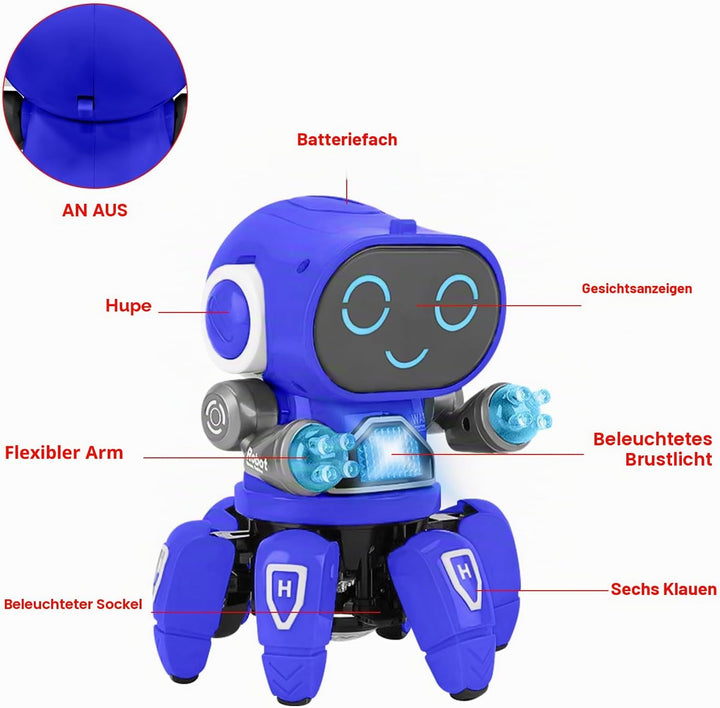 Kinder Roboter Spielzeug, Begleitroboter für Kinder, mit Bunter Lichtprojektion, Tanzen, Singen und