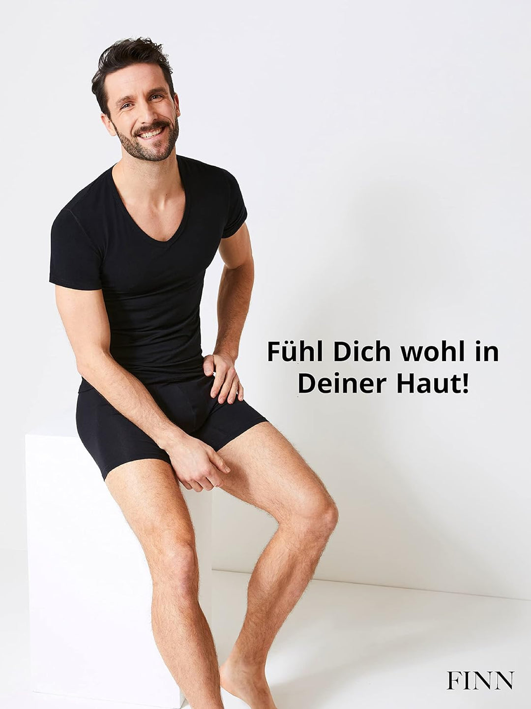 FINN figurformendes Kompressions-Unterhemd Herren - Shapewear Kurzarm Shirt mit Bauch-Weg Effekt - B