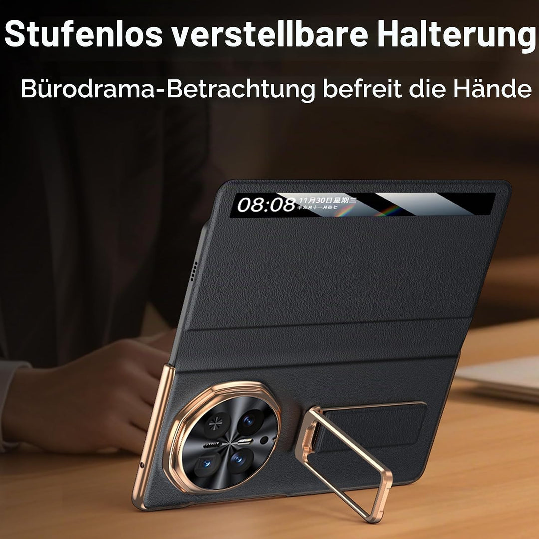 Hülle für Honor magic V6 mit Metall Halter Magnet Ständer, Ultradünn Prämie PU Leder Back Handyhülle