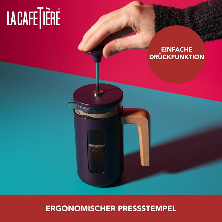 La Cafetière Pisa Kaffeebereiter für 3 Tassen, violett, langlebiger Edelstahl-Kolben, hitzebeständig