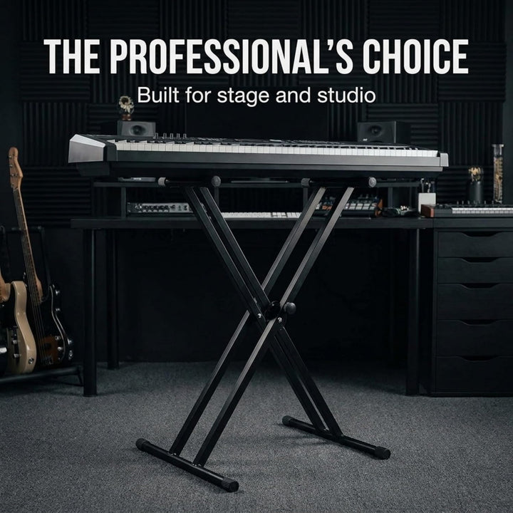 Rockjam Double Bracked Einstellbarer Tastaturständer mit Verriegelungsbändern Double Bracked