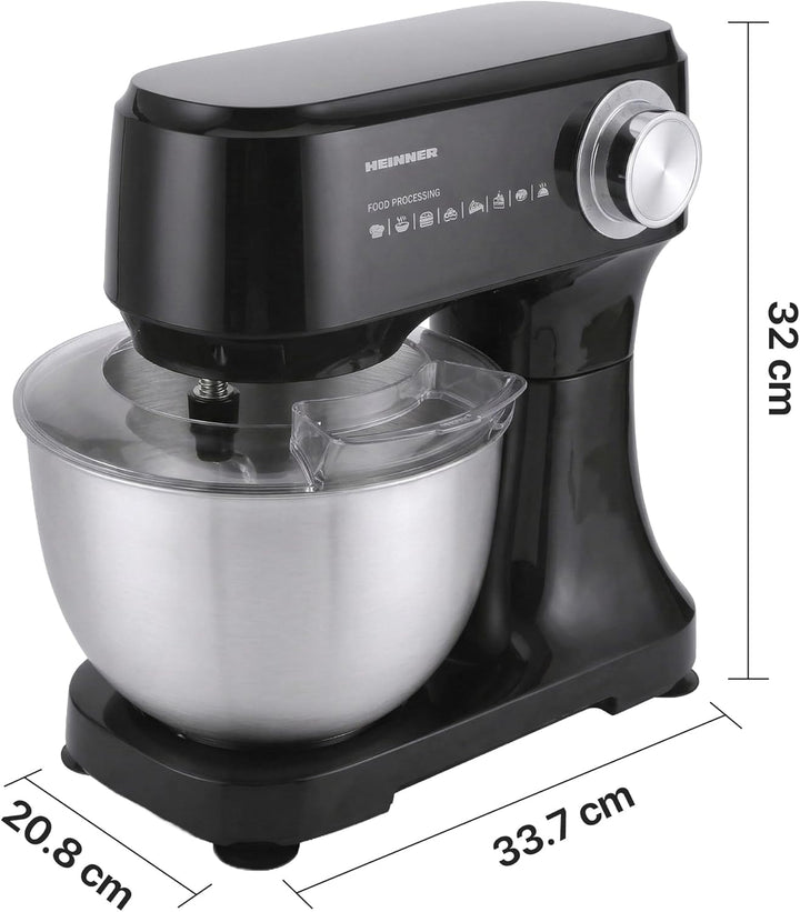 HPM-D750BK Stand Mixer – Planetary Mixing System, 750W Power, 5L Stainless Steel Bowl, 10 Speed Sett