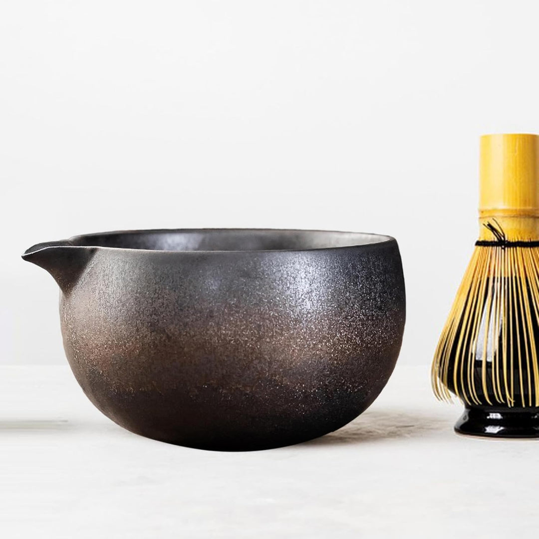 Matcha Schale Keramik Matcha Tee Schale, Japanische Keramik Matcha Schale mit Ausguss, Handgemachte