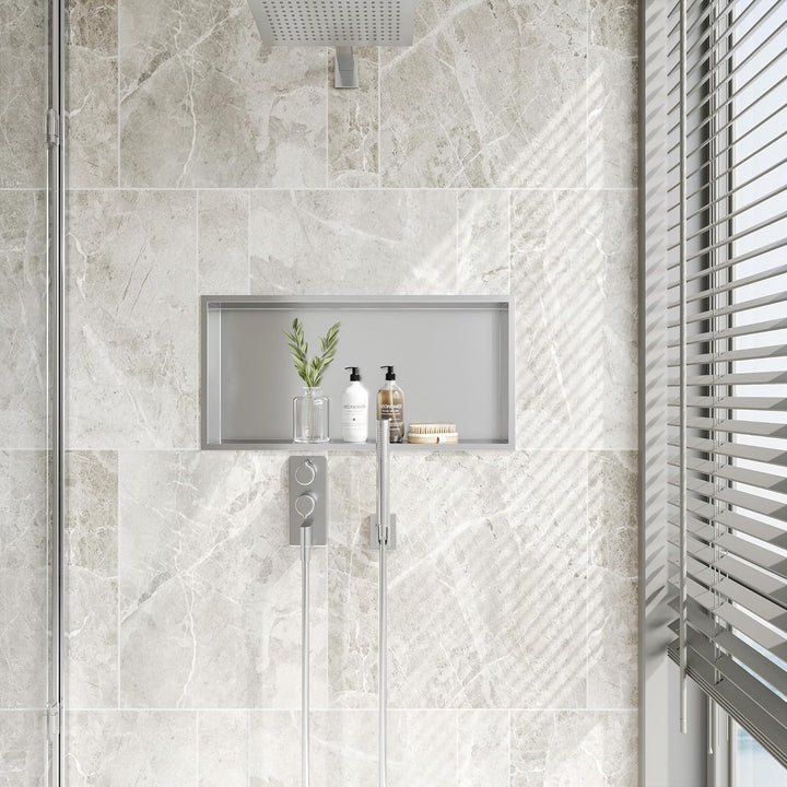 Neodrain Wandnische Dusche Edelstahl Duschnische Einzelregal Lagerung für Badezimmer 60 x 30 cm, Geb