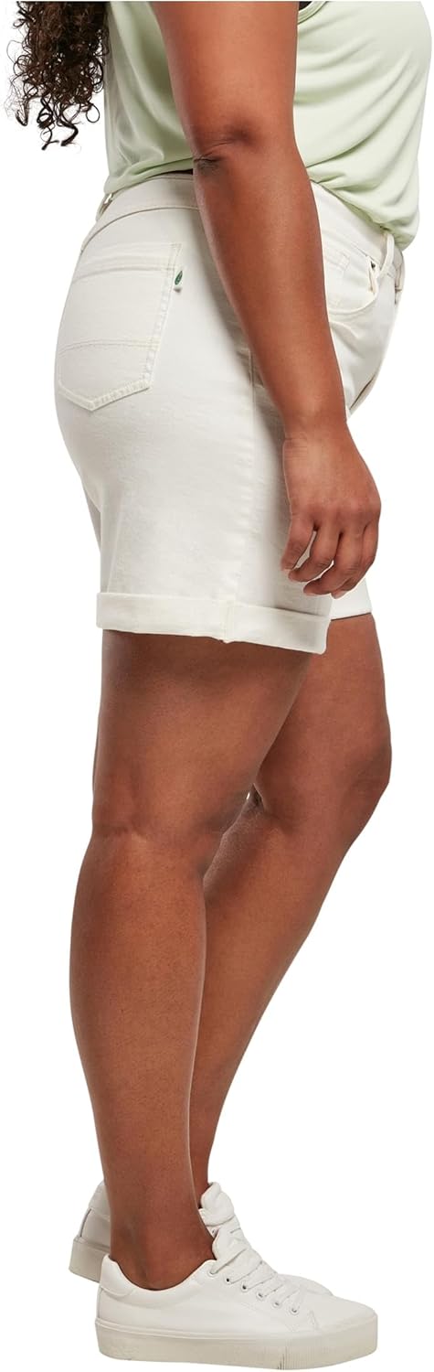 Urban Classics Damen Ladies Organic Stretch Denim 5 Pocket Shorts Jeans-Shorts 27 Offwhite Raw, 27 O