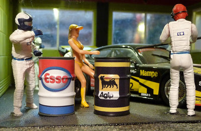 Slotcar Benzin-ÖL-FÄSSER 6er Set in 1:32 für Carrera UNIVERSAL/DIGITAL TOP DEKO