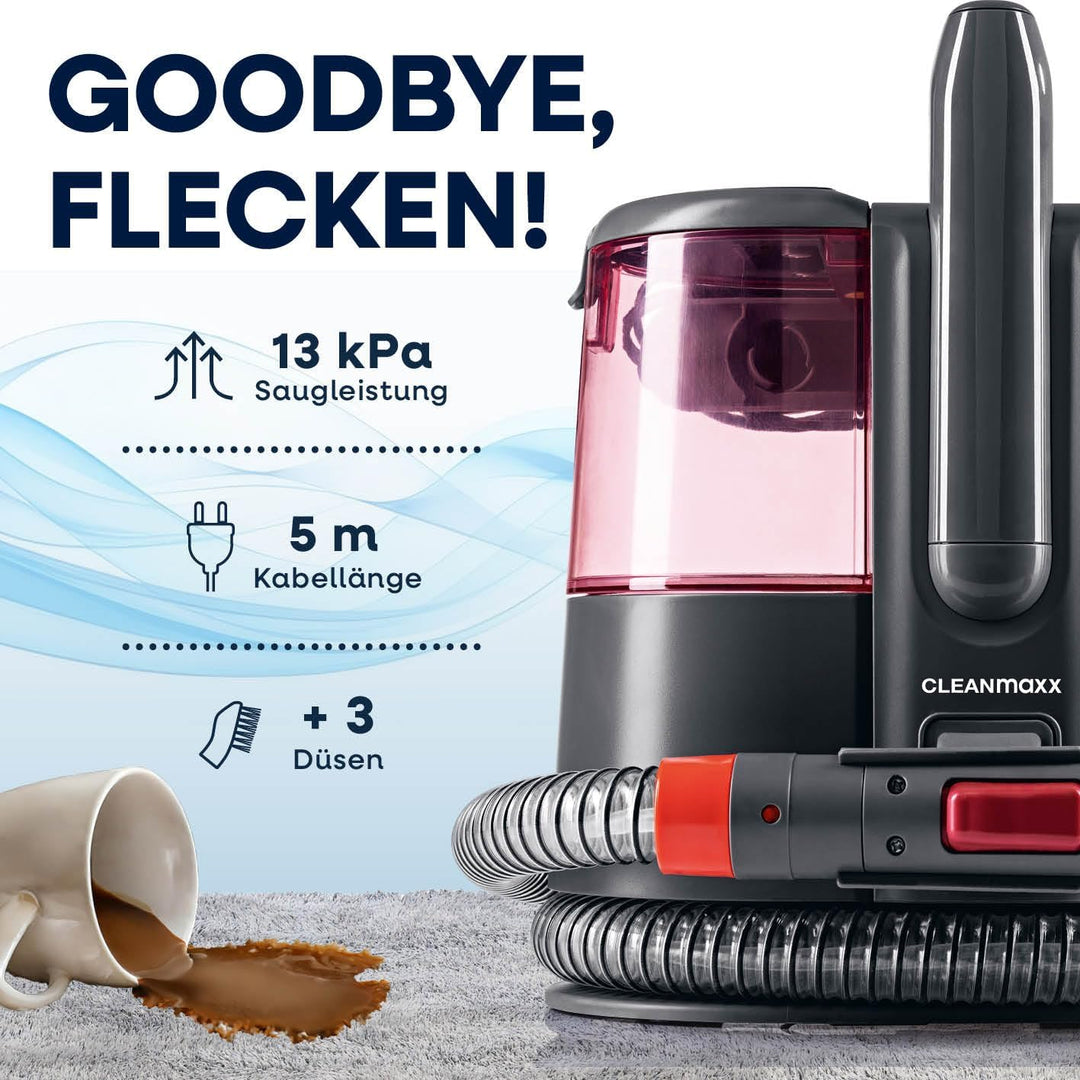CLEANmaxx Polster und Teppichreiniger Pro Power | 3in1: Waschsauger, Teppich- & Polsterreiniger | Sp