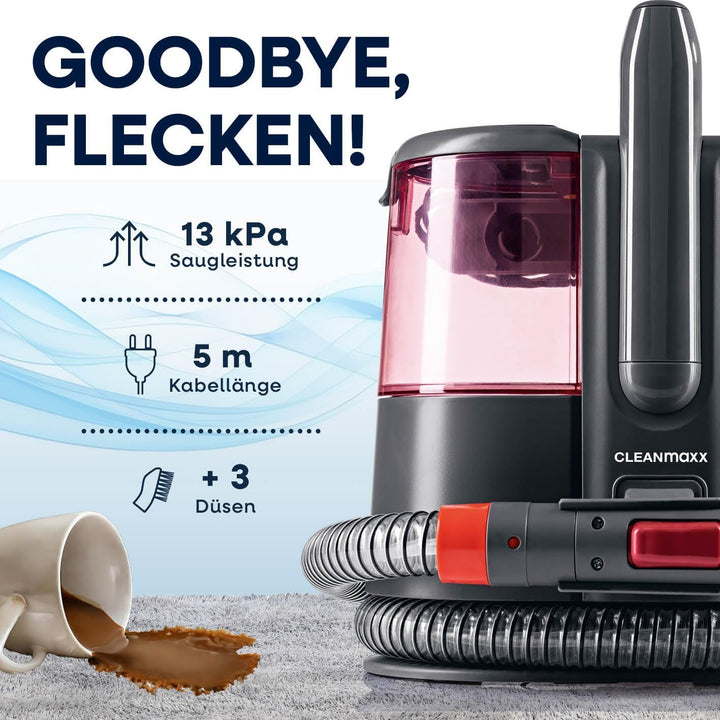 CLEANmaxx Polster und Teppichreiniger Pro Power | 3in1: Waschsauger, Teppich- & Polsterreiniger | Sp