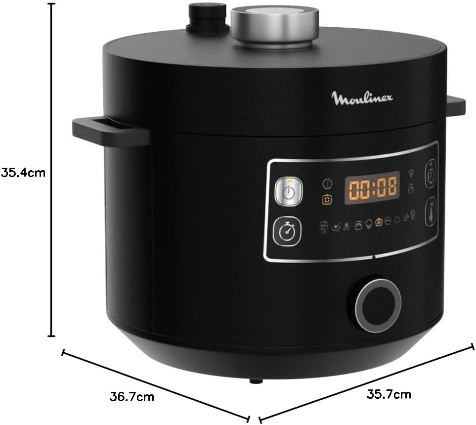 Moulinex Epic Turbo Cuisine CE7548 Elektrischer Schnellkochtopf, 1090 W, 10 Automatikprogramme, Damp