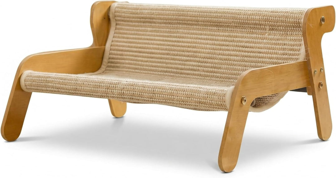 Lupo &amp; Felix 2-in-1 Katzenhängematte und Kratzbrett aus Holz – Ergonomisches Katzenbett &amp; Kratzmöbel