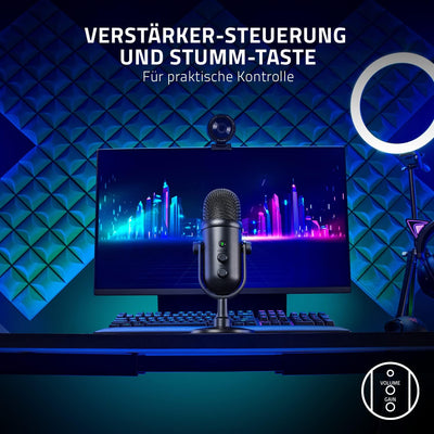 Razer Seiren V2 Pro - Professionelles USB-Mikrofon für Streamer (Dynamisches 30-mm-Mikrofon, Analoge